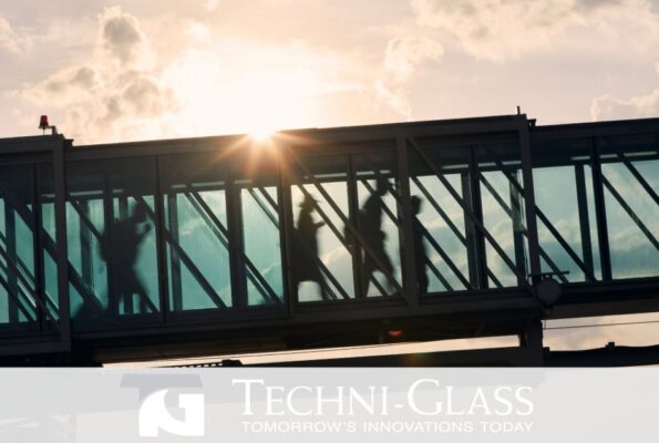 walkway with tinted glass